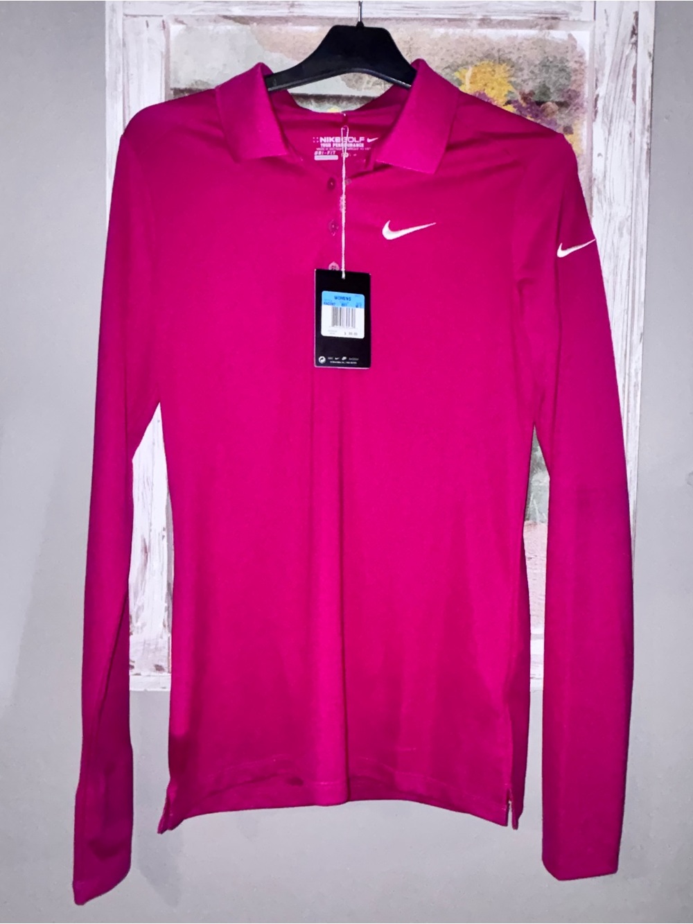 Nike Dri-Fit Vibrant Fuchsia Pink Nike Golf Long Sleeve 1/4 Button Medium L